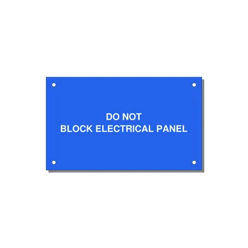 5.0x3.0" Electrical Safety Label - DO NOT BLOCK ELECTRICAL P — 5x3" White on Blue, Holes