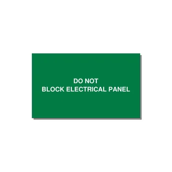 5.0x3.0" Electrical Safety Label - DO NOT BLOCK ELECTRICAL P — 5x3" White on Green, Adhesive