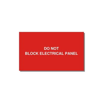 5.0x3.0" Electrical Safety Label - DO NOT BLOCK ELECTRICAL P — 5x3" White on Red, Adhesive