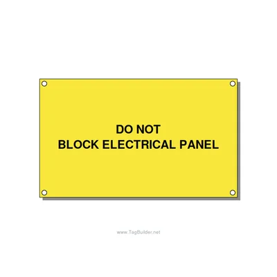 5.0x3.0" Electrical Safety Label - DO NOT BLOCK ELECTRICAL P, Black/Yellow, Hole thumbnail