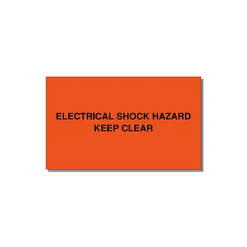 5.0x3.0" Electrical Safety Label - ELECTRICAL SHOCK HAZARD K — 5x3" Black on Orange, Adhesive