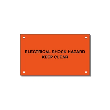 5.0x3.0" Electrical Safety Label - ELECTRICAL SHOCK HAZARD K — 5x3" Black on Orange, Holes