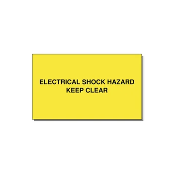 5.0x3.0" Electrical Safety Label - ELECTRICAL SHOCK HAZARD K — 5x3" Black on Yellow, Adhesive