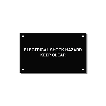 5.0x3.0" Electrical Safety Label - ELECTRICAL SHOCK HAZARD K — 5x3" White on Black, Holes