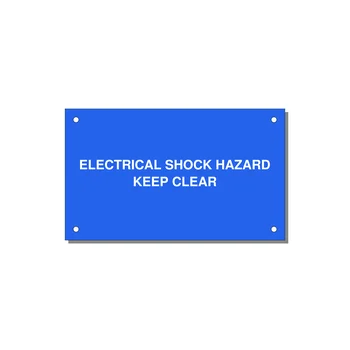 5.0x3.0" Electrical Safety Label - ELECTRICAL SHOCK HAZARD K — 5x3" White on Blue, Holes