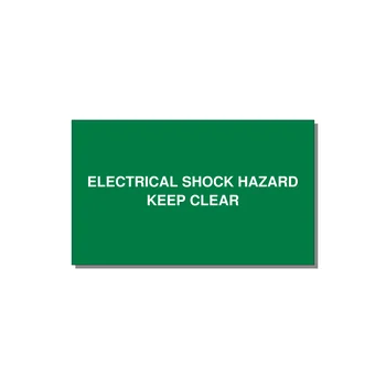 5.0x3.0" Electrical Safety Label - ELECTRICAL SHOCK HAZARD K — 5x3" White on Green, Adhesive