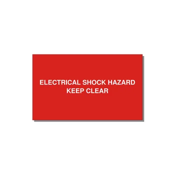5.0x3.0" Electrical Safety Label - ELECTRICAL SHOCK HAZARD K — 5x3" White on Red, Adhesive
