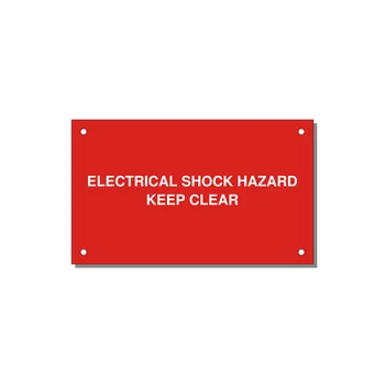 5.0x3.0" Electrical Safety Label - ELECTRICAL SHOCK HAZARD K — 5x3" White on Red, Holes