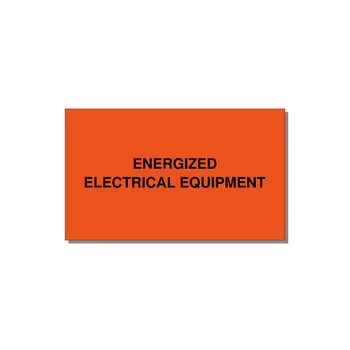 5.0x3.0" Electrical Safety Label - ENERGIZED ELECTRICAL EQUI — 5x3" Black on Orange, Adhesive