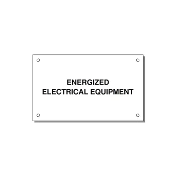 5.0x3.0" Electrical Safety Label - ENERGIZED ELECTRICAL EQUI — 5x3" Black on White, Holes