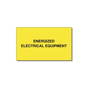 5.0x3.0" Electrical Safety Label - ENERGIZED ELECTRICAL EQUI — 5x3" Black on Yellow, Adhesive