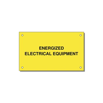 5.0x3.0" Electrical Safety Label - ENERGIZED ELECTRICAL EQUI — 5x3" Black on Yellow, Holes