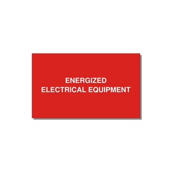 5.0x3.0" Electrical Safety Label - ENERGIZED ELECTRICAL EQUI — 5x3" White on Red, Adhesive