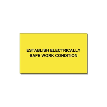 5.0x3.0" Electrical Safety Label - ESTABLISH ELECTRICALLY SA — 5x3" Black on Yellow, Adhesive
