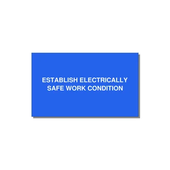 5.0x3.0" Electrical Safety Label - ESTABLISH ELECTRICALLY SA — 5x3" White on Blue, Adhesive