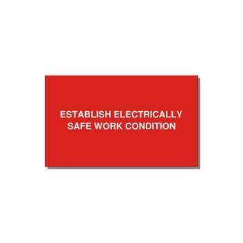 5.0x3.0" Electrical Safety Label - ESTABLISH ELECTRICALLY SA — 5x3" White on Red, Adhesive