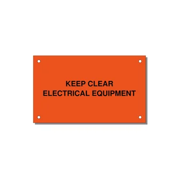 5.0x3.0" Electrical Safety Label - KEEP CLEAR ELECTRICAL EQU — 5x3" Black on Orange, Holes