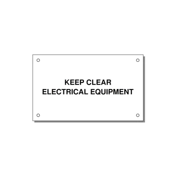 5.0x3.0" Electrical Safety Label - KEEP CLEAR ELECTRICAL EQU — 5x3" Black on White, Holes