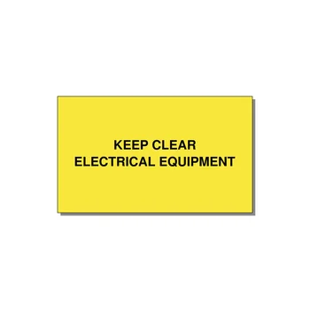 5.0x3.0" Electrical Safety Label - KEEP CLEAR ELECTRICAL EQU — 5x3" Black on Yellow, Adhesive