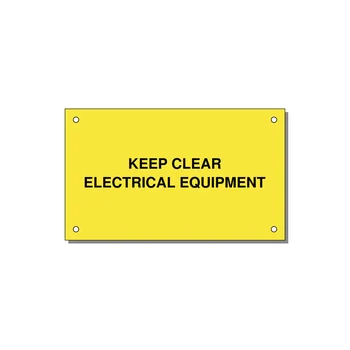5.0x3.0" Electrical Safety Label - KEEP CLEAR ELECTRICAL EQU — 5x3" Black on Yellow, Holes