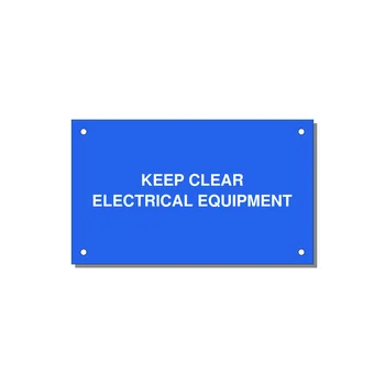 5.0x3.0" Electrical Safety Label - KEEP CLEAR ELECTRICAL EQU — 5x3" White on Blue, Holes