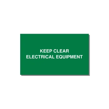 5.0x3.0" Electrical Safety Label - KEEP CLEAR ELECTRICAL EQU — 5x3" White on Green, Adhesive