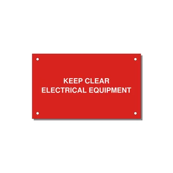 5.0x3.0" Electrical Safety Label - KEEP CLEAR ELECTRICAL EQU — 5x3" White on Red, Holes