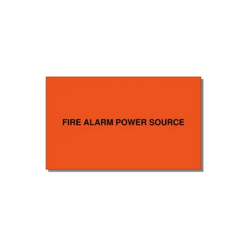5.0x3.0" Fire Safety Label - FIRE ALARM POWER SOURCE — 5x3" Black on Orange, Adhesive