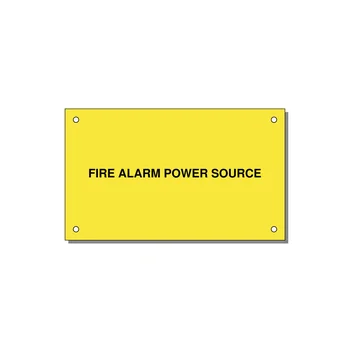 5.0x3.0" Fire Safety Label - FIRE ALARM POWER SOURCE — 5x3" Black on Yellow, Holes