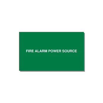 5.0x3.0" Fire Safety Label - FIRE ALARM POWER SOURCE — 5x3" White on Green, Adhesive