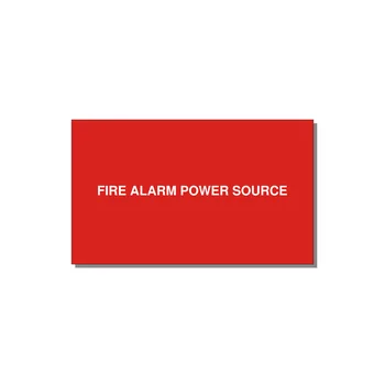 5.0x3.0" Fire Safety Label - FIRE ALARM POWER SOURCE — 5x3" White on Red, Adhesive