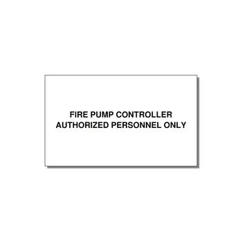5.0x3.0" Fire Safety Label - FIRE PUMP CONTROLLER AUTH — 5x3" Black on White, Adhesive