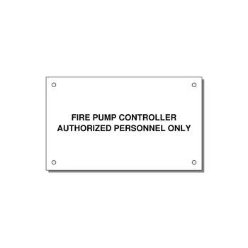 5.0x3.0" Fire Safety Label - FIRE PUMP CONTROLLER AUTH — 5x3" Black on White, Holes