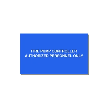 5.0x3.0" Fire Safety Label - FIRE PUMP CONTROLLER AUTH — 5x3" White on Blue, Adhesive
