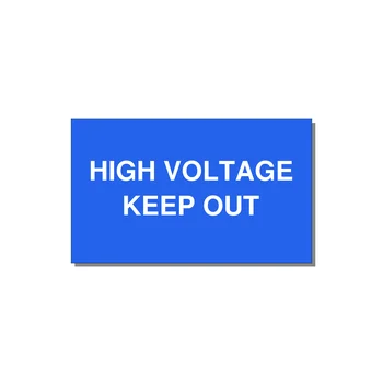 5.0x3.0" High Voltage Warning Sign - HIGH VOLTAGE KEEP OUT — 5x3" White on Blue, Adhesive