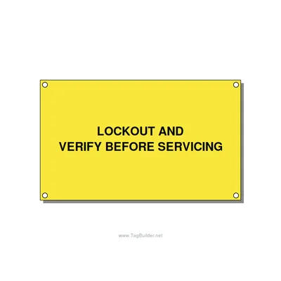5.0x3.0" Lockout Tagout Label - LOCKOUT AND VERIFY BEFORE, Black/Yellow, Holes thumbnail