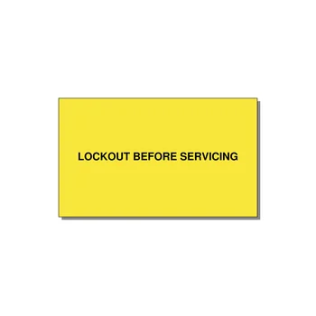 5.0x3.0" Lockout Tagout Label - LOCKOUT BEFORE SERVICING — 5x3" Black on Yellow, Adhesive