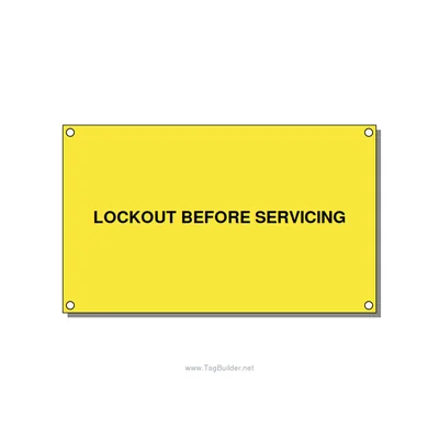 5.0x3.0" Lockout Tagout Label - LOCKOUT BEFORE SERVICING, Black/Yellow, Holes thumbnail