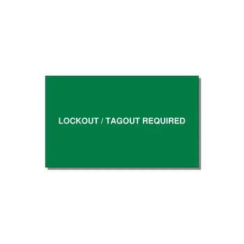 5.0x3.0" Lockout Tagout Label - LOCKOUT / TAGOUT REQUIRED — 5x3" White on Green, Adhesive
