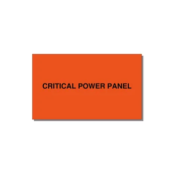 5.0x3.0" Panel Identification Label - CRITICAL POWER PANEL — 5x3" Black on Orange, Adhesive