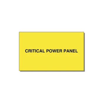 5.0x3.0" Panel Identification Label - CRITICAL POWER PANEL — 5x3" Black on Yellow, Adhesive