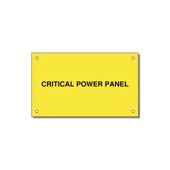 5.0x3.0" Panel Identification Label - CRITICAL POWER PANEL — 5x3" Black on Yellow, Holes