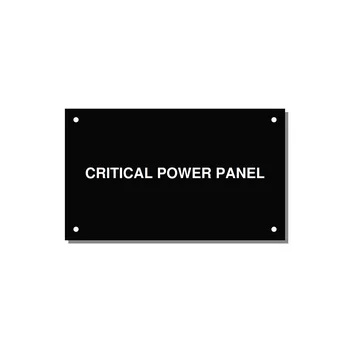 5.0x3.0" Panel Identification Label - CRITICAL POWER PANEL — 5x3" White on Black, Holes