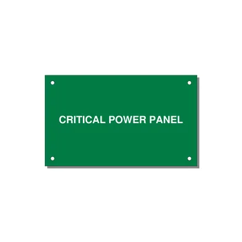 5.0x3.0" Panel Identification Label - CRITICAL POWER PANEL — 5x3" White on Green, Holes