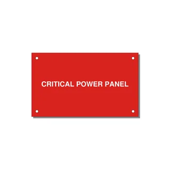 5.0x3.0" Panel Identification Label - CRITICAL POWER PANEL — 5x3" White on Red, Holes