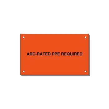 5.0x3.0" PPE Requi — 5x3" Black on Orange, Holes