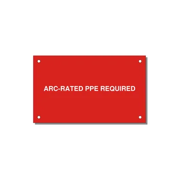 5.0x3.0" PPE Requi — 5x3" White on Red, Holes