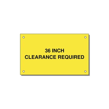 5.0x3.0" Safety Label - 36 INCH CLEARANCE REQUIRE — 5x3" Black on Yellow, Holes