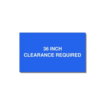 5.0x3.0" Safety Label - 36 INCH CLEARANCE REQUIRE — 5x3" White on Blue, Adhesive