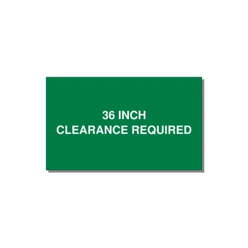 5.0x3.0" Safety Label - 36 INCH CLEARANCE REQUIRE — 5x3" White on Green, Adhesive